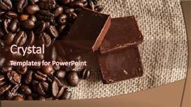  Presentation with coffee and sweet chocolate brownies - Slide set consisting of beans lay on on burlap background and a wine colored foreground