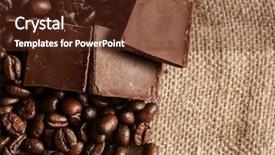  Presentation with coffee chocolate - Slide deck having beans lay on on burlap background and a tawny brown colored foreground