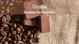  Presentation with coffee and sweet chocolate brownies - Audience pleasing PPT theme consisting of beans lay on on burlap backdrop and a coral colored foreground