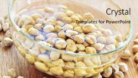  Presentation with water sustainbility - Presentation consisting of beans legumes - dry raw chickpeas soaking background and a  colored foreground