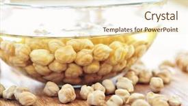  Presentation with images of water - Beautiful presentation design featuring beans legumes - dry raw chickpeas soaking backdrop and a  colored foreground