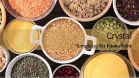  Presentation with cereal - PPT layouts with beans whole grains - assorted grain and cereal background and a gold colored foreground