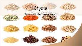  Presentation with set of sauces in white - Audience pleasing PPT layouts consisting of beans whole grains - cereals set isolated on white backdrop and a lemonade colored foreground