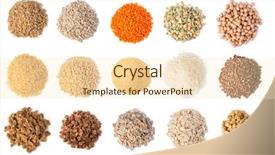  Presentation with grains - Cool new slide deck with beans whole grains - cereals set isolated on white backdrop and a cream colored foreground