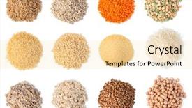  Presentation with set of sauces in white - Beautiful presentation theme featuring beans whole grains - cereals set isolated on white backdrop and a lemonade colored foreground