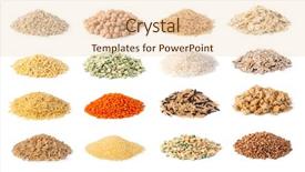  Presentation with set of sauces in white - PPT theme enhanced with beans whole grains - cereals set isolated on white background and a lemonade colored foreground