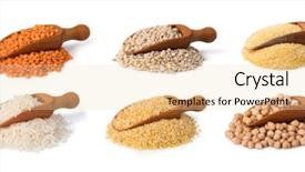  Presentation with set of sauces in white - PPT theme enhanced with beans whole grains - cereals set isolated on white background and a lemonade colored foreground