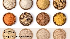  Presentation with set of sauces in white - Cool new PPT layouts with beans whole grains - cereals set isolated on white backdrop and a coral colored foreground