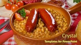  Presentation with beans - Beautiful PPT theme featuring beans-with-grilled-sausage-traditional backdrop and a tawny brown colored foreground