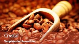  Presentation with coffee beans - Theme with beans with wooden scoop filter background and a  colored foreground
