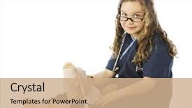  Presentation with scrubs - PPT theme enhanced with stone wall with old masonry background and a light gray colored foreground