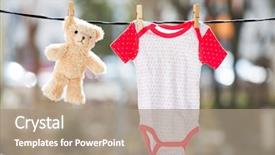  Presentation with baby bear - Slide deck featuring bear hanging on the clothesline background and a coral colored foreground