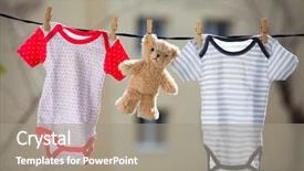  Presentation with baby bear - PPT layouts featuring bear hanging on the clothesline background and a gray colored foreground