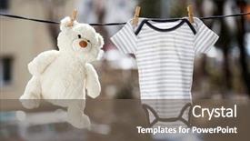  Presentation with baby bear - Theme enhanced with bear hanging on the clothesline background and a tawny brown colored foreground