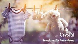  Presentation with baby bear - Audience pleasing theme consisting of bear hanging on the clothesline backdrop and a  colored foreground