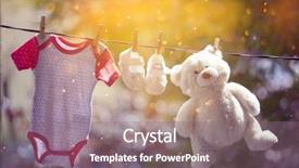  Presentation with baby bear - Amazing PPT layouts having bear hanging on the clothesline backdrop and a gray colored foreground