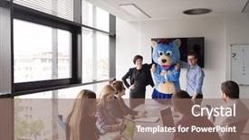  Presentation with teddy bear - Audience pleasing slide set consisting of bear having fun with bussin backdrop and a violet colored foreground