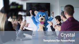  Presentation with teddy bear - Audience pleasing presentation design consisting of bear having fun with bussin backdrop and a light blue colored foreground