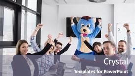  Presentation with teddy bear - Colorful PPT layouts enhanced with bear having fun with bussin backdrop and a gray colored foreground
