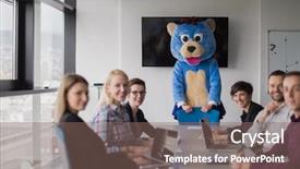  Presentation with teddy bear - Cool new slide set with bear having fun with bussin backdrop and a violet colored foreground