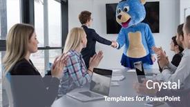  Presentation with bussines - Amazing PPT theme having bear having fun with bussin backdrop and a  colored foreground