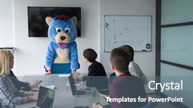  Presentation with bussines - Theme featuring bear having fun with bussin background and a ocean colored foreground