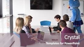  Presentation with teddy bear - Colorful PPT layouts enhanced with bear having fun with bussin backdrop and a violet colored foreground