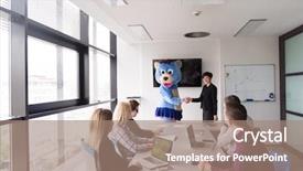  Presentation with bussines - Beautiful slide deck featuring bear having fun with bussin backdrop and a  colored foreground