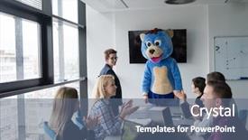  Presentation with bussines - PPT theme with bear having fun with bussin background and a ocean colored foreground