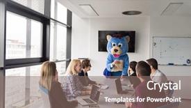  Presentation with bussines - Cool new PPT layouts with bear having fun with bussin backdrop and a violet colored foreground