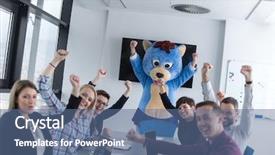  Presentation with teddy bear - PPT theme having bear having fun with bussin background and a ocean colored foreground