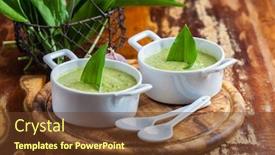  Presentation with leek soup - Colorful PPT theme enhanced with bear-leek-soup-with-ingrediencies backdrop and a tawny brown colored foreground