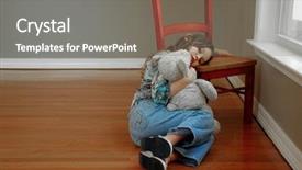  Presentation with sad girl - Colorful presentation theme enhanced with bear looking sad and lonely backdrop and a gray colored foreground