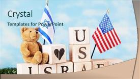  Presentation with israel flag - Beautiful PPT theme featuring bear sitting on alphabet blocks backdrop and a sky blue colored foreground