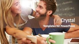  Presentation with using digital tablet - Cool new slide set with beard - couple eating breakfast using digital backdrop and a tawny brown colored foreground