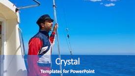  Presentation with sailing - Cool new slide deck with beard sailor man sailing sea ocean in a boat with captain cap backdrop and a teal colored foreground