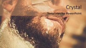  Presentation with barber shop - Cool new PPT theme with beard shaving in barber shop backdrop and a coral colored foreground