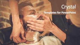  Presentation with barber shop - Slide deck consisting of beard shaving in barber shop background and a coral colored foreground