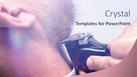  Presentation with barber shop - Colorful slide deck enhanced with beard-styling-and-cut-close backdrop and a sky blue colored foreground