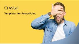  Presentation with blue eyes - Beautiful slide deck featuring beard wearing denim jacket backdrop and a yellow colored foreground