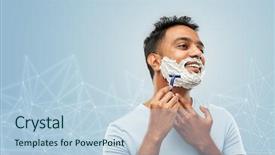  Presentation with razor - Beautiful presentation theme featuring beard with manual razor blade backdrop and a light blue colored foreground