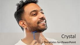  Presentation with razor - PPT theme enhanced with beard with manual razor blade background and a coral colored foreground