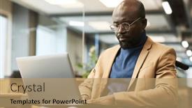  Presentation with colonoscopy african american patient - Slides enhanced with bearded-african-american-employee background and a coral colored foreground