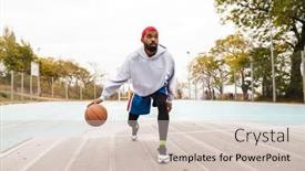  Presentation with playground - Audience pleasing theme consisting of bearded-african-american-guy-playing backdrop and a soft green colored foreground