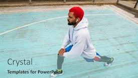  Presentation with playground - Slide deck enhanced with bearded-african-american-guy background and a light blue colored foreground