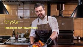  Presentation with apron - PPT layouts consisting of bearded-chef-in-leather-apron background and a tawny brown colored foreground