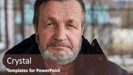  Presentation with elderly people walking difficulties - Amazing PPT theme having bearded-elderly-country-man-outdoors backdrop and a tawny brown colored foreground