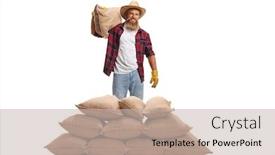  Presentation with shoulder - Presentation theme with bearded-farmer-carrying-a-sack background and a soft green colored foreground