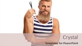  Presentation with vernier caliper bearing isolated - Beautiful slide set featuring bearded-guy-holding-a-pair backdrop and a soft green colored foreground