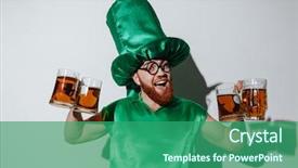  Presentation with vernier caliper bearing isolated - PPT theme consisting of bearded guy in st patriks background and a  colored foreground